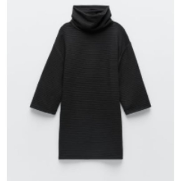ZARA OTTOMAN KNIT DRESS BLACK - Picture 2 of 4